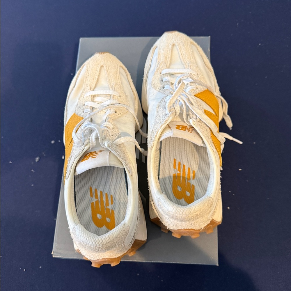 Womens New Balance Sneakers in White and marigold